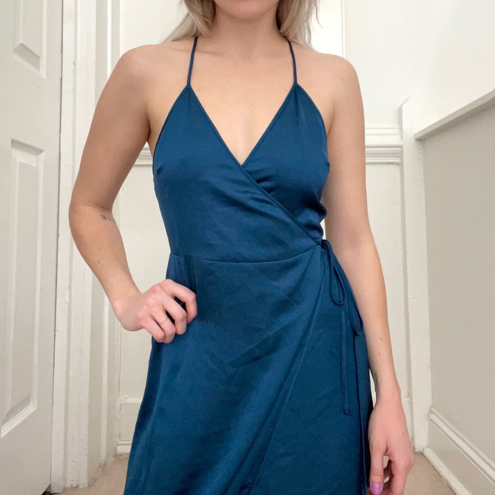 Teal Cotton Candy Wrap Maxi Dress